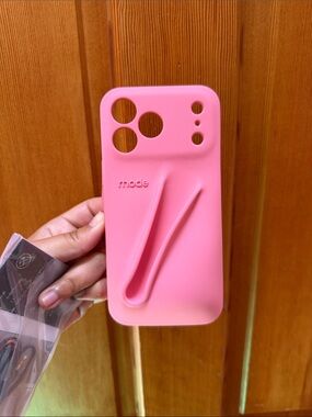 RHODE Pink Silicone Phone Case with Built-In Hand Grip